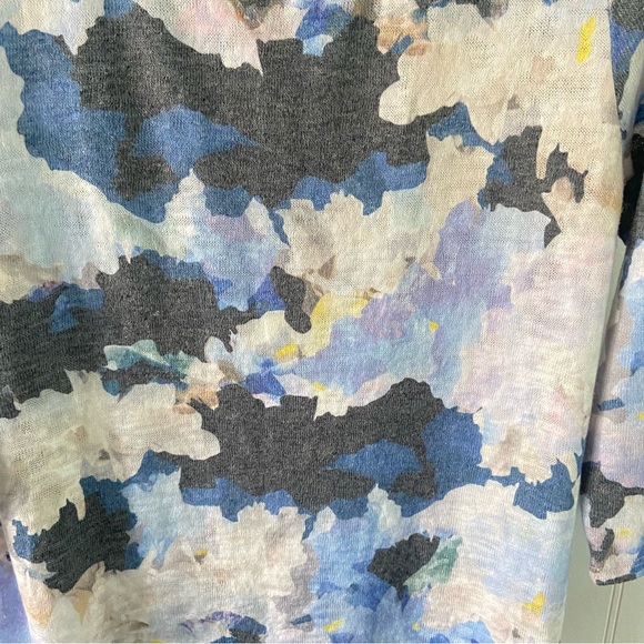 Soft Surroundings Summer Sweater XS S 3/4 Sleeve Floral Watercolor Asymmetric - Picture 2 of 11